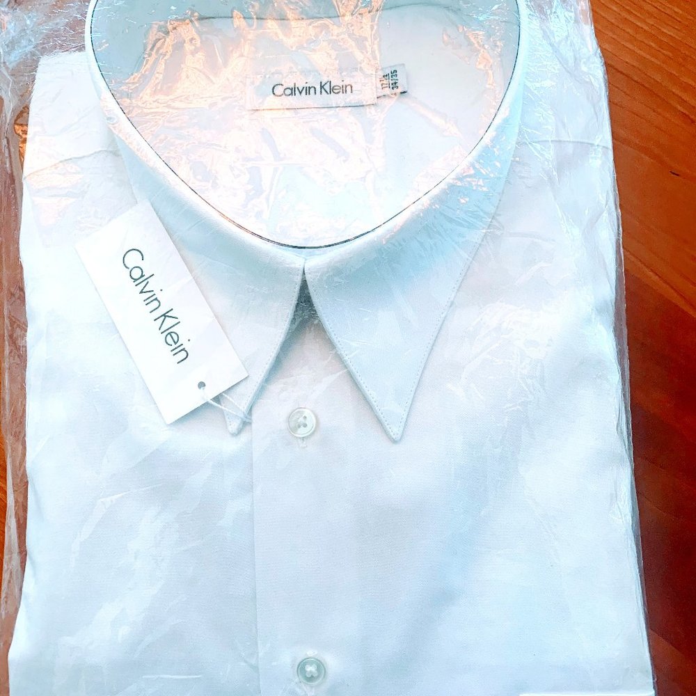 Men's White Calvin Klein Dress Shirt